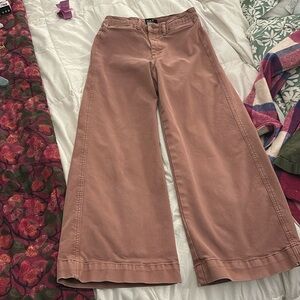 Size 25” mauve high rise wide leg crop pants from Oat NY
